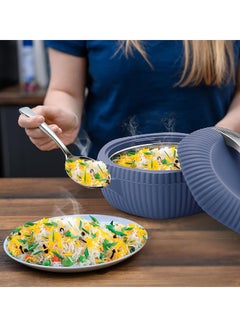 Milton 3-Piece Casserole Set (455ml, 860ml, 1.27L) Double-Walled Hotpot with PU Insulation & Stainless Steel Inner, Keeps Food Hot/Cold, Perfect for Serving Chapati, Roti - Oyster Jr - Royal Blue Royal Blue  - Image 5