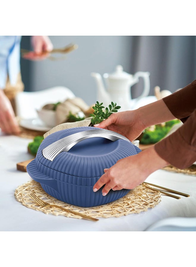 Milton - 3-Piece Casserole Set (455ml, 860ml, 1.27L) Double-Walled Hotpot with PU Insulation & Stainless Steel Inner, Keeps Food Hot/Cold, Perfect for Serving Chapati, Roti - Oyster Jr - Royal Blue Royal Blue - Image 1