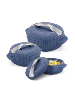 Milton 3-Piece Casserole Set (455ml, 860ml, 1.27L) Double-Walled Hotpot with PU Insulation & Stainless Steel Inner, Keeps Food Hot/Cold, Perfect for Serving Chapati, Roti - Oyster Jr - Royal Blue Royal Blue  - Image 2