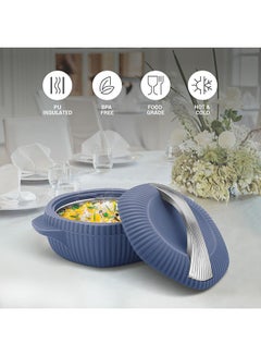 Milton 3-Piece Casserole Set (455ml, 860ml, 1.27L) Double-Walled Hotpot with PU Insulation & Stainless Steel Inner, Keeps Food Hot/Cold, Perfect for Serving Chapati, Roti - Oyster Jr - Royal Blue Royal Blue  - Image 3