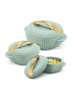Milton 3-Piece Casserole Set (455ml, 860ml, 1.27L) Double-Walled Hotpot with PU Insulation & Stainless Steel Inner, Keeps Food Hot/Cold, Perfect for Serving Chapati, Roti - Oyster Jr - Light Green Light Green  - Image 2