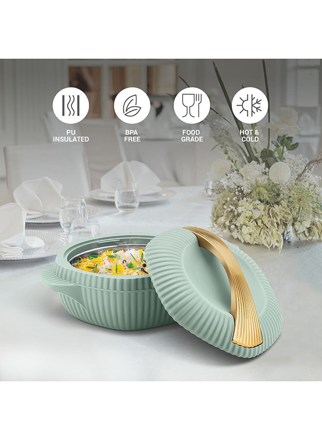 ميلتون 3-Piece Casserole Set (455ml, 860ml, 1.27L) Double-Walled Hotpot with PU Insulation & Stainless Steel Inner, Keeps Food Hot/Cold, Perfect for Serving Chapati, Roti - Oyster Jr - Light Green Light Green  - Image 3
