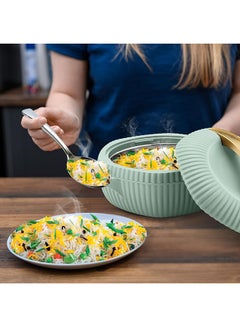 Milton 3-Piece Casserole Set (455ml, 860ml, 1.27L) Double-Walled Hotpot with PU Insulation & Stainless Steel Inner, Keeps Food Hot/Cold, Perfect for Serving Chapati, Roti - Oyster Jr - Light Green Light Green  - Image 5