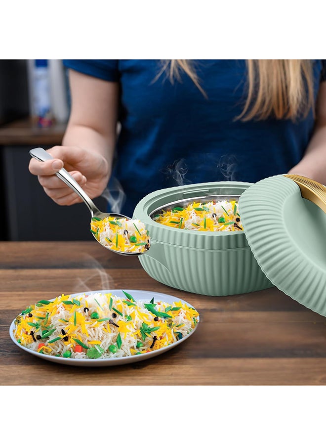 ميلتون 3-Piece Casserole Set (455ml, 860ml, 1.27L) Double-Walled Hotpot with PU Insulation & Stainless Steel Inner, Keeps Food Hot/Cold, Perfect for Serving Chapati, Roti - Oyster Jr - Light Green Light Green  - Image 5