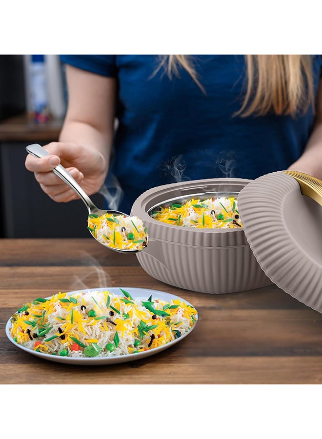 ميلتون 3-Piece Casserole Set (455ml, 860ml, 1.27L) Double-Walled Hotpot with PU Insulation & Stainless Steel Inner, Keeps Food Hot/Cold, Perfect for Serving Chapati, Roti - Oyster Jr - Taupe Taupe  - Image 5