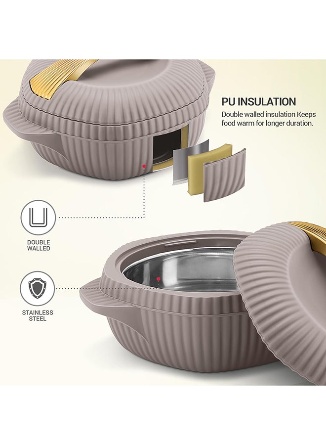 Milton 3-Piece Casserole Set (455ml, 860ml, 1.27L) Double-Walled Hotpot with PU Insulation & Stainless Steel Inner, Keeps Food Hot/Cold, Perfect for Serving Chapati, Roti - Oyster Jr - Taupe Taupe - Image 4