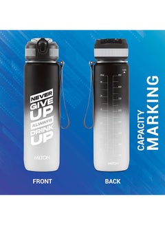 Milton 1000ml Motivational Water Bottle with Straw & Capacity Marker (Never Give Up) – Unbreakable, BPA-Free Plastic Drinking Bottle for Gym, Sports, & Camping for Kids, Men & Women - Gen'Z Black  - Image 5