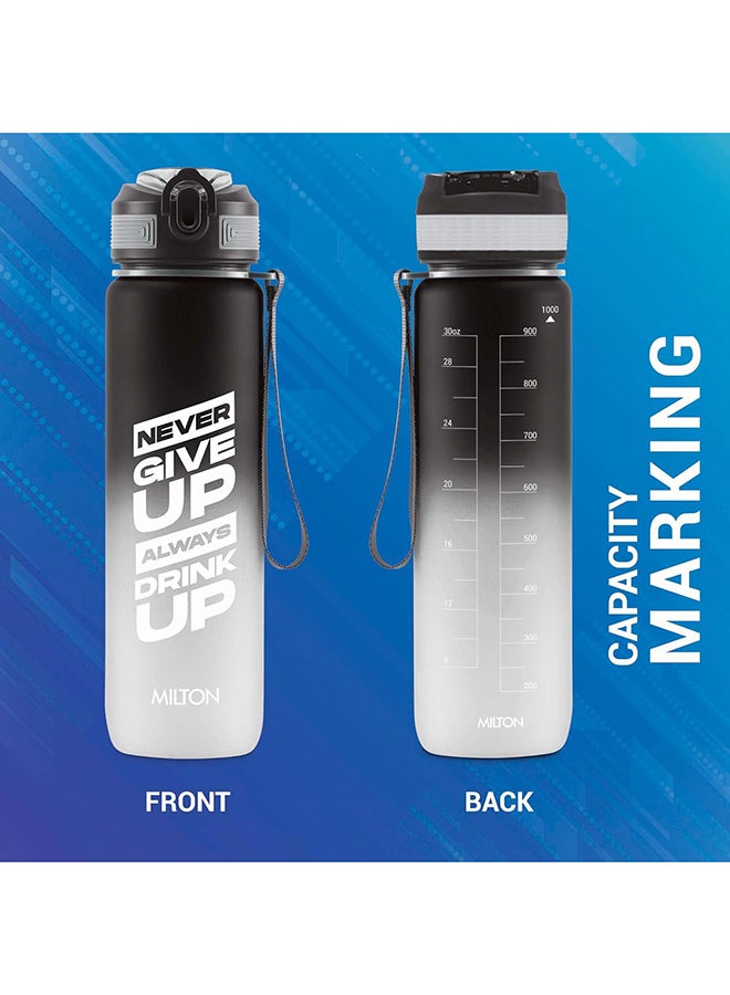 Milton 1000ml Motivational Water Bottle with Straw & Capacity Marker (Never Give Up) – Unbreakable, BPA-Free Plastic Drinking Bottle for Gym, Sports, & Camping for Kids, Men & Women - Gen'Z Black  - Image 5