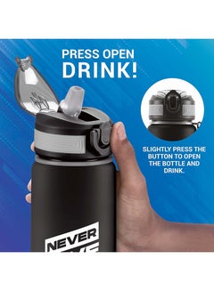 Milton 1000ml Motivational Water Bottle with Straw & Capacity Marker (Never Give Up) – Unbreakable, BPA-Free Plastic Drinking Bottle for Gym, Sports, & Camping for Kids, Men & Women - Gen'Z Black  - Image 3