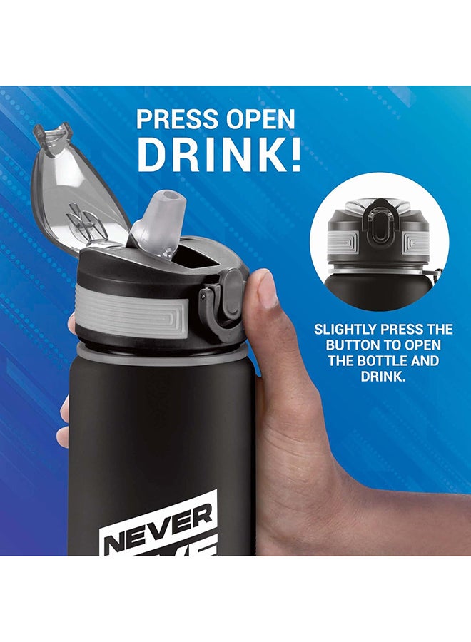 Milton 1000ml Motivational Water Bottle with Straw & Capacity Marker (Never Give Up) – Unbreakable, BPA-Free Plastic Drinking Bottle for Gym, Sports, & Camping for Kids, Men & Women - Gen'Z Black  - Image 3