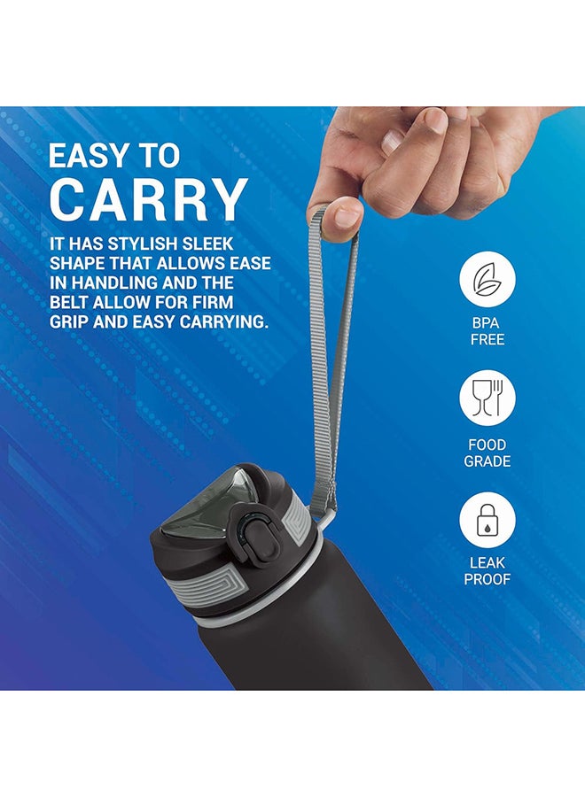 Milton 1000ml Motivational Water Bottle with Straw & Capacity Marker (Never Give Up) – Unbreakable, BPA-Free Plastic Drinking Bottle for Gym, Sports, & Camping for Kids, Men & Women - Gen'Z Black  - Image 4