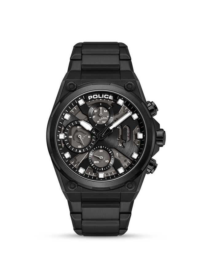 POLICE Men's Airflow Men's 43mm Multifunction Watch with Hydraulic Black Plate, Charcoal Translucent Dial & 316L Stainless Steel Bracelet  - Image 1