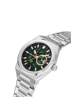 POLICE Men's Ofset Men’s 45mm Watch with Translucent Rich Green Dial, Date Disc, Push-Button 316L Stainless Steel Bracelet  - Image 2