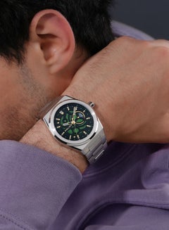 POLICE Men's Ofset Men’s 45mm Watch with Translucent Rich Green Dial, Date Disc, Push-Button 316L Stainless Steel Bracelet  - Image 5