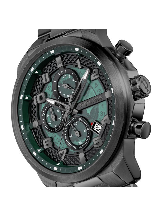 POLICE Men's Soul Men's 44mm Multifunction Watch with Translucent Green Dial & 316L Stainless Steel Bracelet  - Image 4