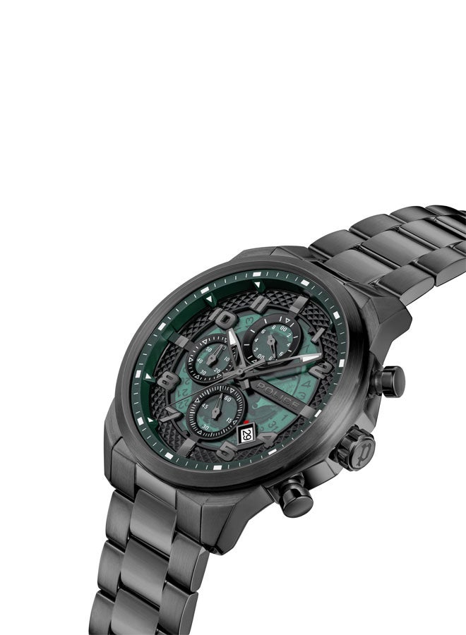POLICE Men's Soul Men's 44mm Multifunction Watch with Translucent Green Dial & 316L Stainless Steel Bracelet  - Image 2