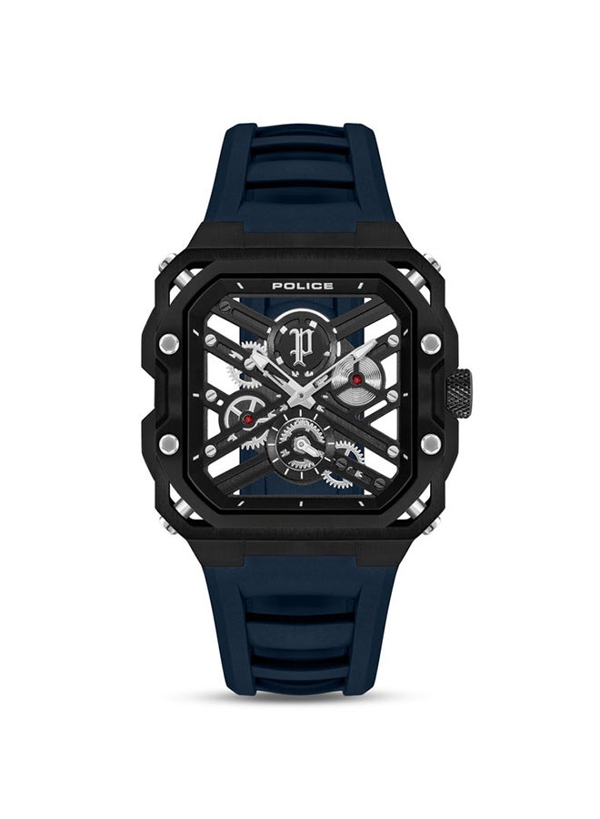 بوليس Men's Disruptor 1 Men's 45mm Ion-Plated Black Case Watch with Brushed Dial & Navy Blue Silicone Strap  - Image 1