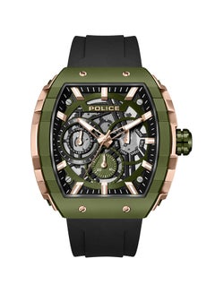 POLICE Men's Flash Men's 48mm Multifunction Watch with Black Layered Dial, IP Bronze Case & Black Silicone Strap  - Image 1