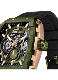 POLICE Men's Flash Men's 48mm Multifunction Watch with Black Layered Dial, IP Bronze Case & Black Silicone Strap  - Image 4