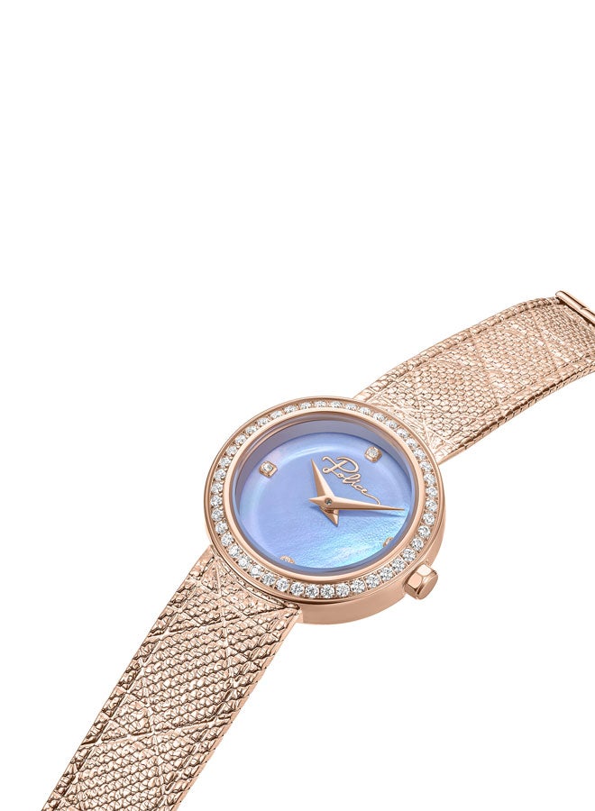 POLICE Women's Flare Women's 26mm Watch with Baby Blue Mother-of-Pearl Dial, Rose Gold Topring & Mesh Bracelet - Image 2