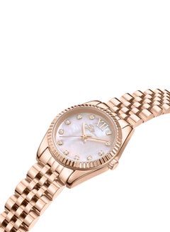 بوليس Women's Flute Women's 28mm Watch with White Mother-of-Pearl Dial, Rose Gold-Plated Coin-Edged Topring & 316L Stainless Steel Bracelet  - Image 2