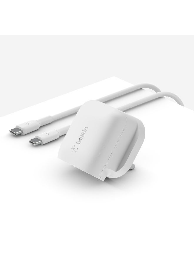 belkin 20W USB Type C Wall Charger, PD 3.1 Fast Charging Adapter with USB-C PD 3.1, PPS Certified, Compact Travel Adapter Compatible with iPhone 15, Pro, Max, Plus, iPad, Galaxy, Pixel White - Image 1