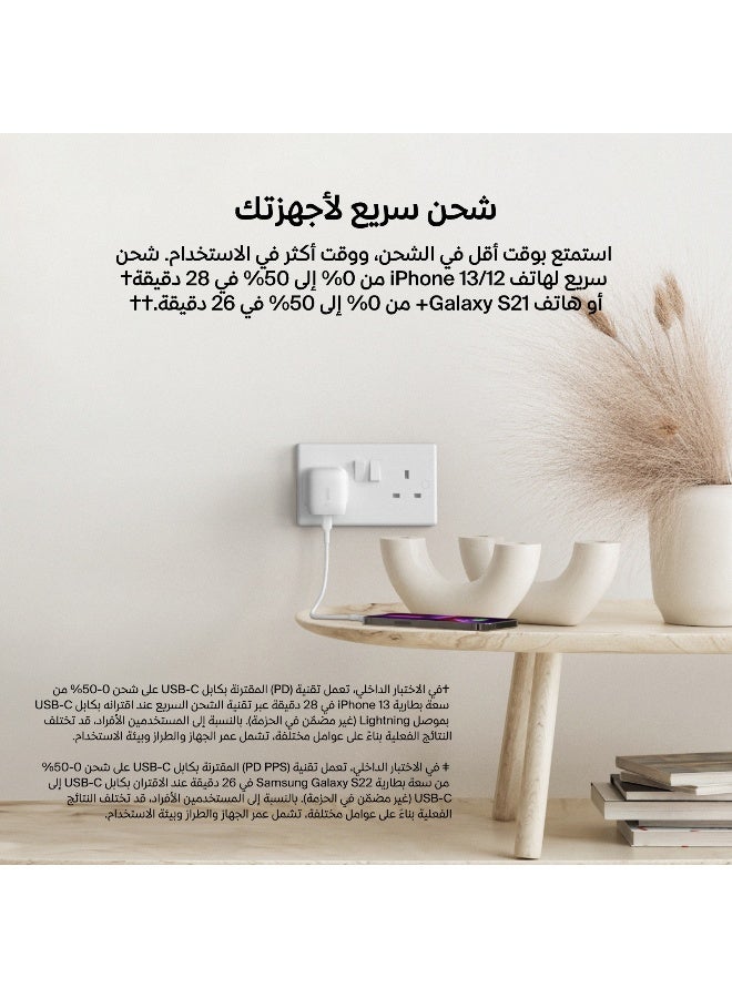 بيلكين شاحن حائط USB Type C بقوة 20 واط، محول شحن سريع PD 3.1 مع USB-C PD 3.1، معتمد من PPS، محول سفر مدمج متوافق مع iPhone 15، Pro، Max، Plus، iPad، Galaxy، Pixel - Image 2