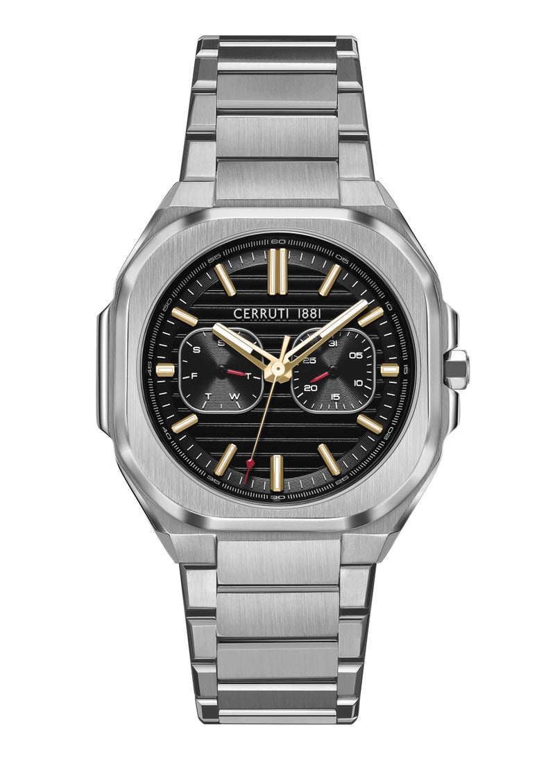 CERRUTI 1881 Men's Leadri Multifunction Watch - Squircle Case, Black Dial, White Line Indexes  - Image 1