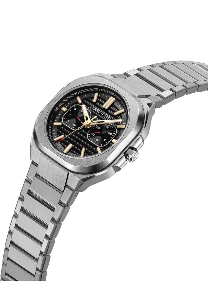 CERRUTI 1881 Men's Leadri Multifunction Watch - Squircle Case, Black Dial, White Line Indexes  - Image 2