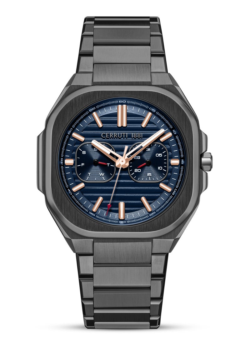 CERRUTI 1881 - Men's Leadri Multifunction Watch - Squircle Case, Blue Dial, Rose Gold Line Indices - Image 1