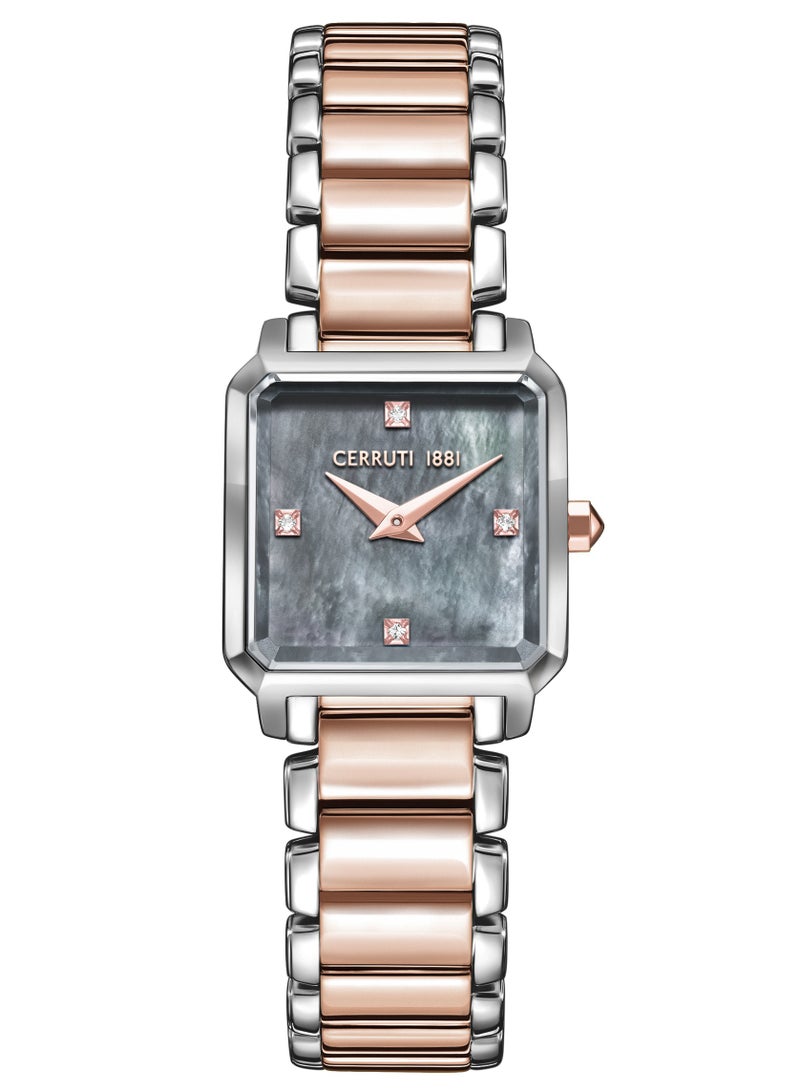 CERRUTI 1881 Women's Perugia Analog Watch - Square Gold-Plated Case, Grey Mother of Pearl Dial  - Image 1