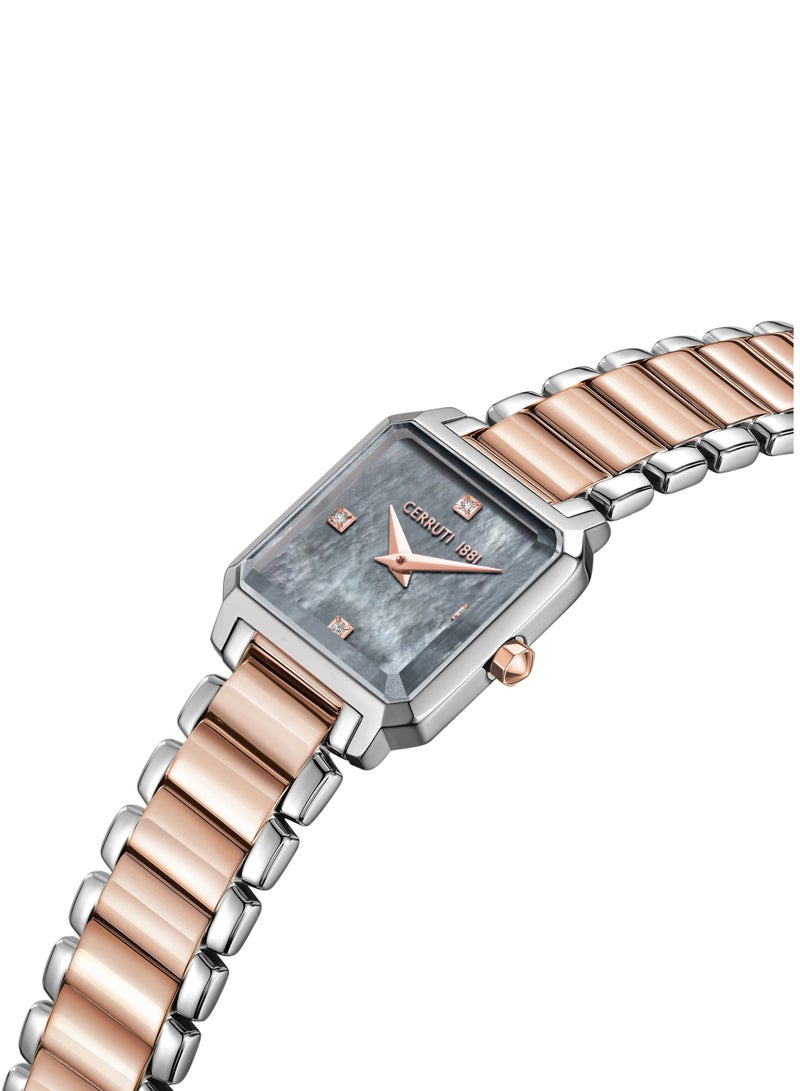 CERRUTI 1881 Women's Perugia Analog Watch - Square Gold-Plated Case, Grey Mother of Pearl Dial  - Image 2