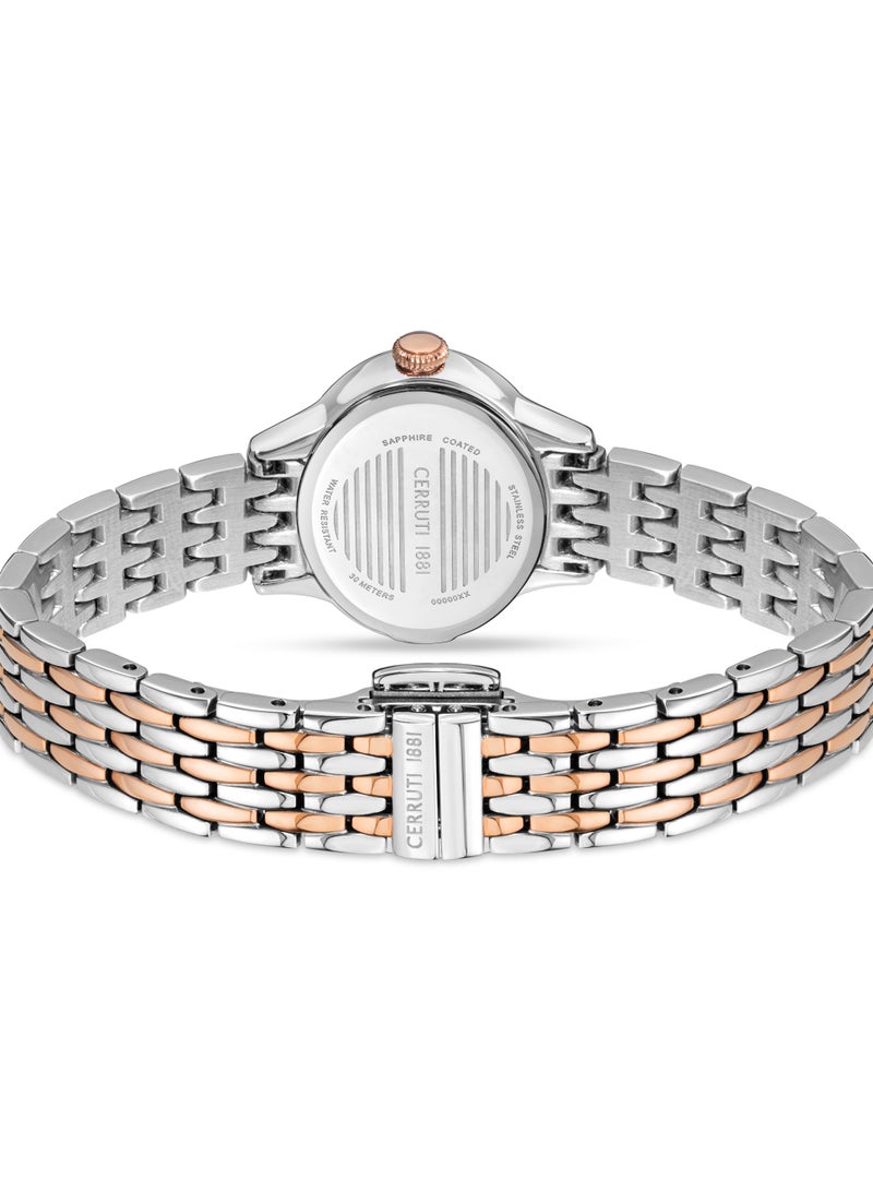 CERRUTI 1881 - Women's Nemi Analog Watch - Engraved Bezel Crystals, White Mother of Pearl Dial - Image 1