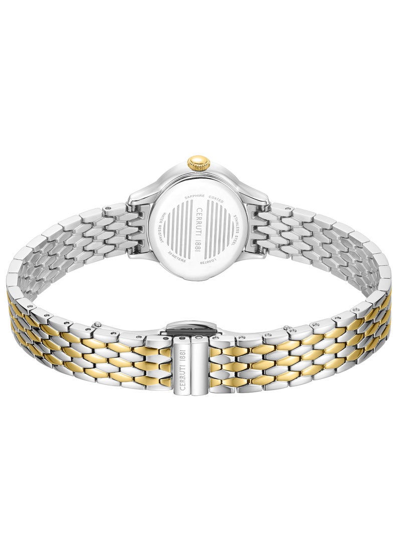 CERRUTI 1881 Women's Nemi Analog Watch - Engraved Bezel Crystals, Beige Mother of Pearl Dial  - Image 4