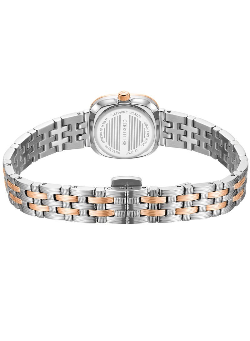 CERRUTI 1881 Women's Mira Analog Watch - Grey Mother of Pearl Dial, Crystal Indexes, Two-Tone Bracelet  - Image 4