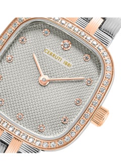 CERRUTI 1881 Women's Mira Analog Watch - Grey Mother of Pearl Dial, Crystal Indexes, Two-Tone Bracelet  - Image 3