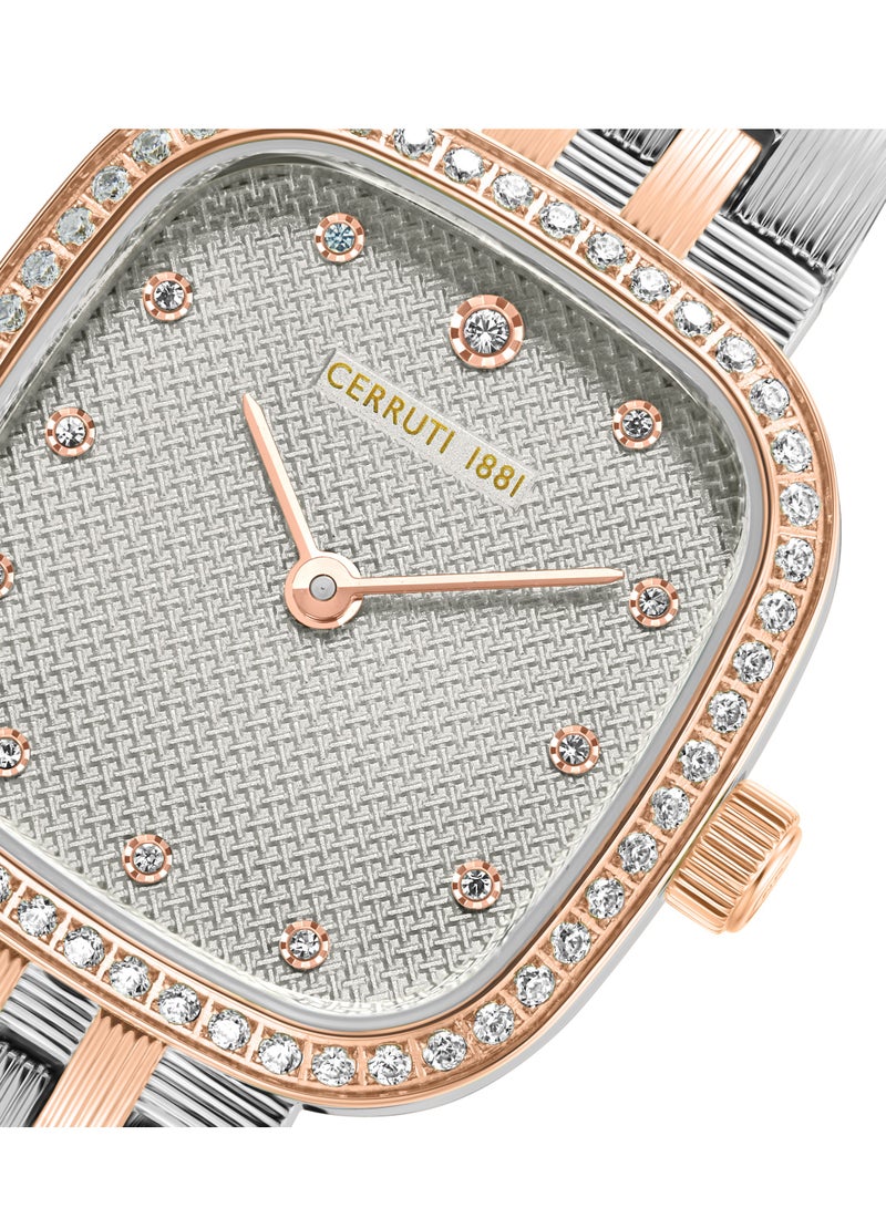 CERRUTI 1881 Women's Mira Analog Watch - Grey Mother of Pearl Dial, Crystal Indexes, Two-Tone Bracelet  - Image 3
