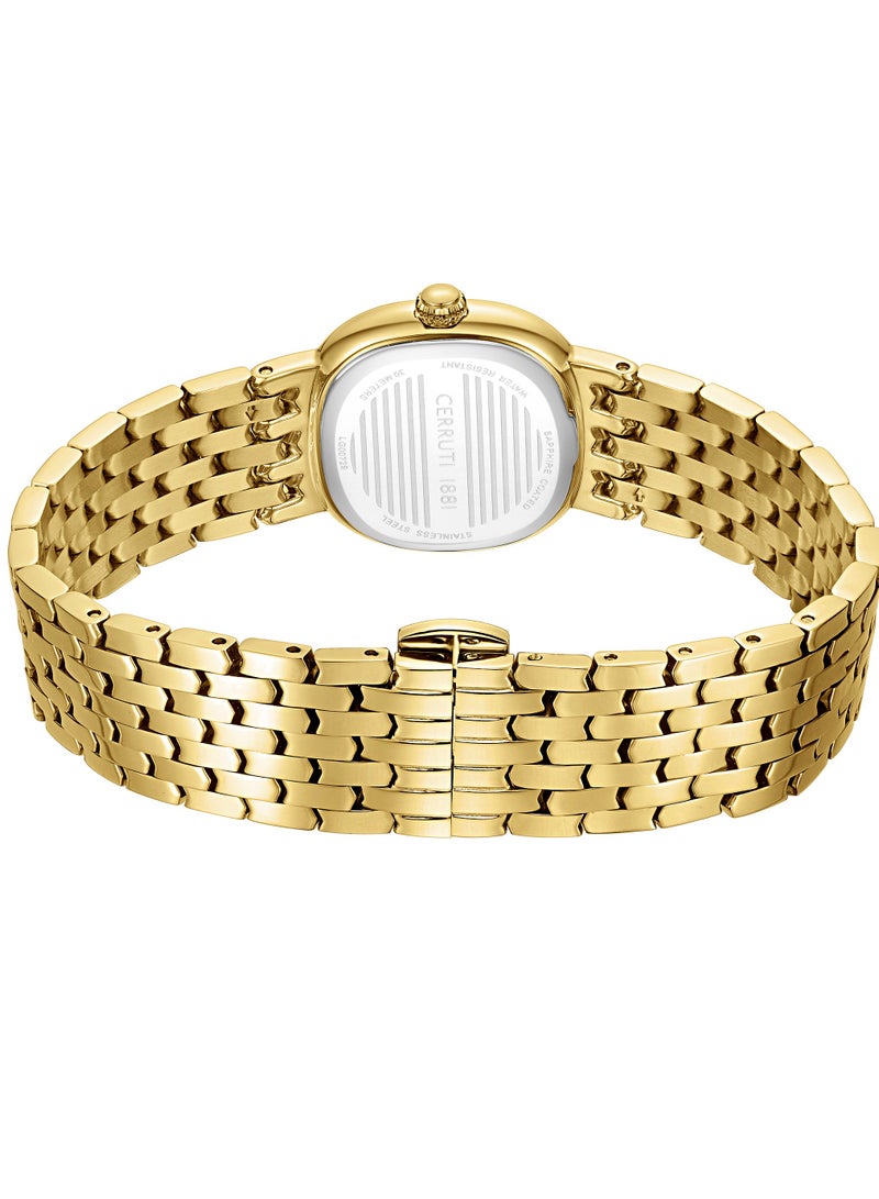 CERRUTI 1881 Women's Gresta Analog Watch - Green Smoke Mother of Pearl Dial, Crystal Indexes, Gold Plated Bracelet  - Image 4