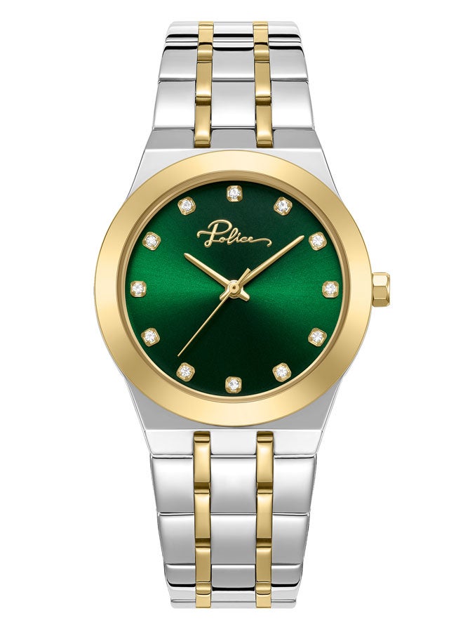 بوليس Women's Allure 32mm Two-Tone Watch with Green Sunray Enamel Dial, 12 Dazzling Stones & Signature at 12 o’clock  - Image 1