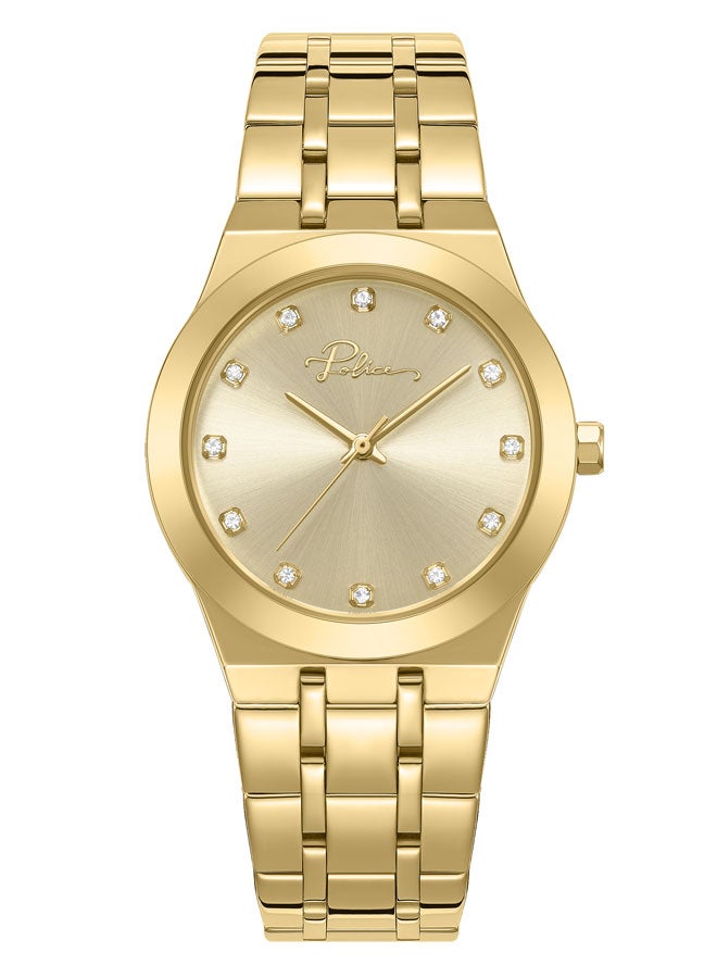 بوليس - Women's Allure 32mm Two-Tone Watch with Gold Sunray Enamel Dial, 12 Dazzling Stones & Signature at 12 o’clock - Image 1