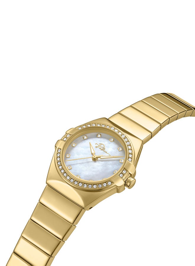 بوليس Women's Cosmos 29mm Gold-Plated Watch with White Mother-of-Pearl Dial, 12 White Stones & 316L Stainless Steel Bracelet  - Image 2