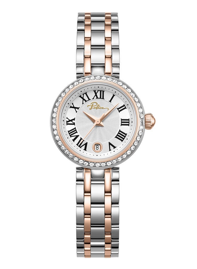 POLICE Women's Denali 36mm Two-Tone Watch with Silver Sunray Dial, Roman Markers & 316L Stainless Steel 5-Link Bracelet - Image 1