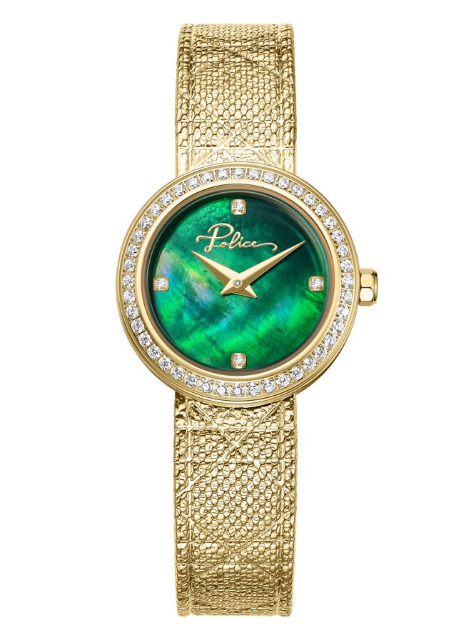 بوليس Women's Flare 26mm Watch with Green Mother-of-Pearl Dial, Gold-Plated Topring & Mesh Bracelet  - Image 1