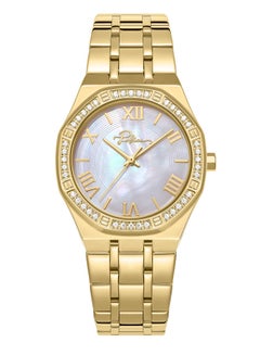 POLICE Women's Moonlight 32mm Gold-Plated Watch with White Mother-of-Pearl Dial & 316L Stainless Steel 5-Link Bracelet  - Image 1