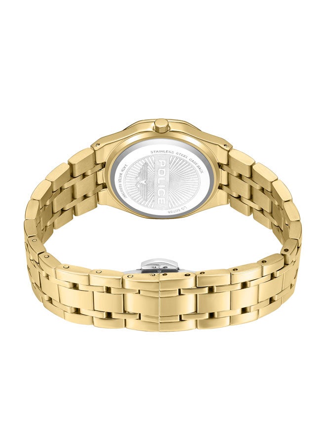 بوليس Women's Moonlight 32mm Gold-Plated Watch with White Mother-of-Pearl Dial & 316L Stainless Steel 5-Link Bracelet  - Image 3