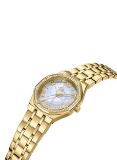 POLICE Women's Moonlight 32mm Gold-Plated Watch with White Mother-of-Pearl Dial & 316L Stainless Steel 5-Link Bracelet  - Image 2