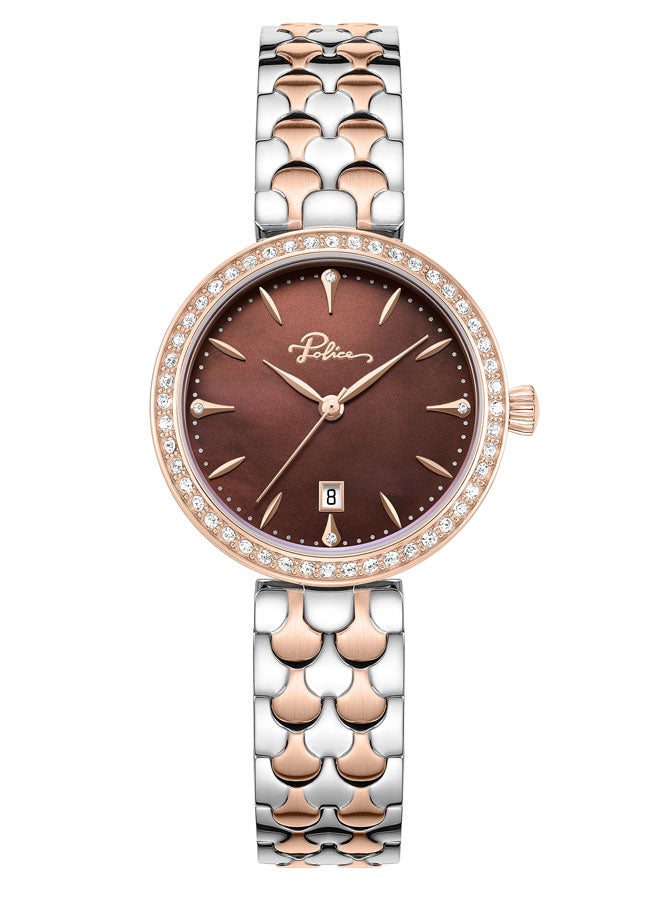 بوليس Women's Ophidia 28mm Watch with Deep Chocolate Mother-of-Pearl Dial, Rose Gold Indexes & 316L Stainless Steel Bracelet  - Image 1