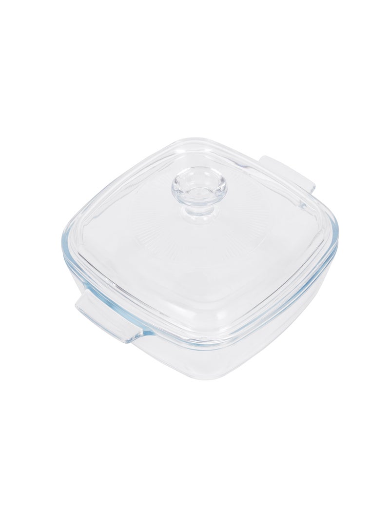رويال فورد Royalford 0.8 L Glass Baking Dish with Lid-RF12201/ Square Tray Perfect for Baking and Serving/ Casserole with Easy Grab Handles and Knob/ Oven, Dishwasher and Freezer Safe Clear  - Image 3