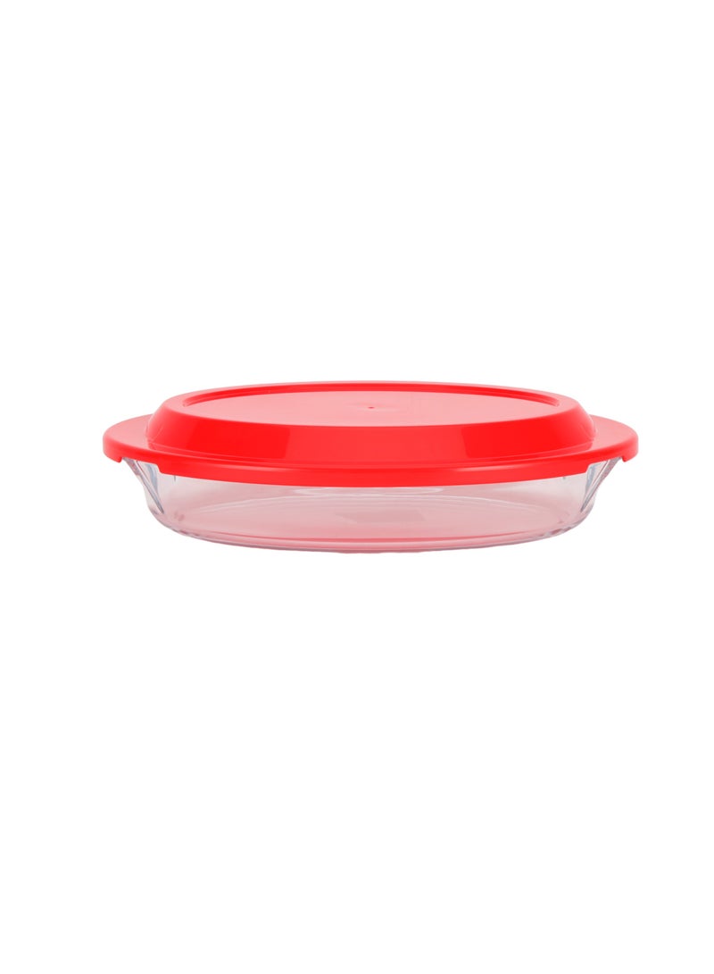 Royalford 0.8 L Glass Baking Dish with Lid-RF12199/ Oval Tray Perfect for Baking and Serving/ Casserole with Easy Grab Handles and Knob/ Oven, Dishwasher and Freezer Safe Clear - Image 2