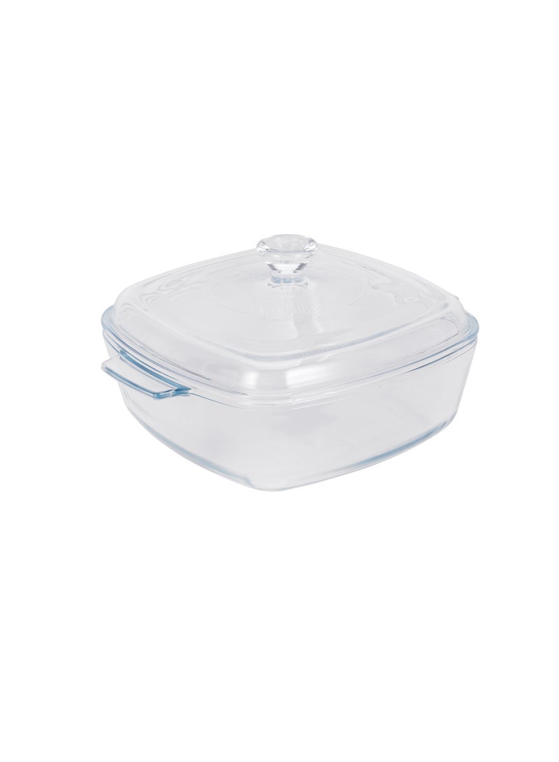 رويال فورد Royalford 1.5 L Glass Baking Dish with Lid-RF12200/ Square Tray Perfect for Baking and Serving/ Casserole with Easy Grab Handles and Knob/ Oven, Dishwasher and Freezer Safe Clear  - Image 3